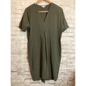Whistles Dress Womens Small Olive Green Quiet Luxury Capsule Minimalist Pocket